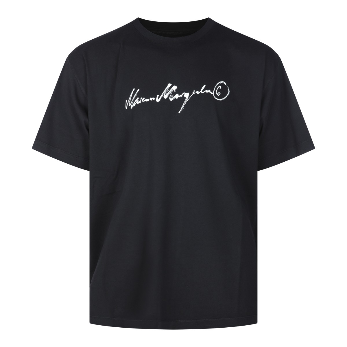 BLACK COTTON HANDWRITTEN T-SHIRT