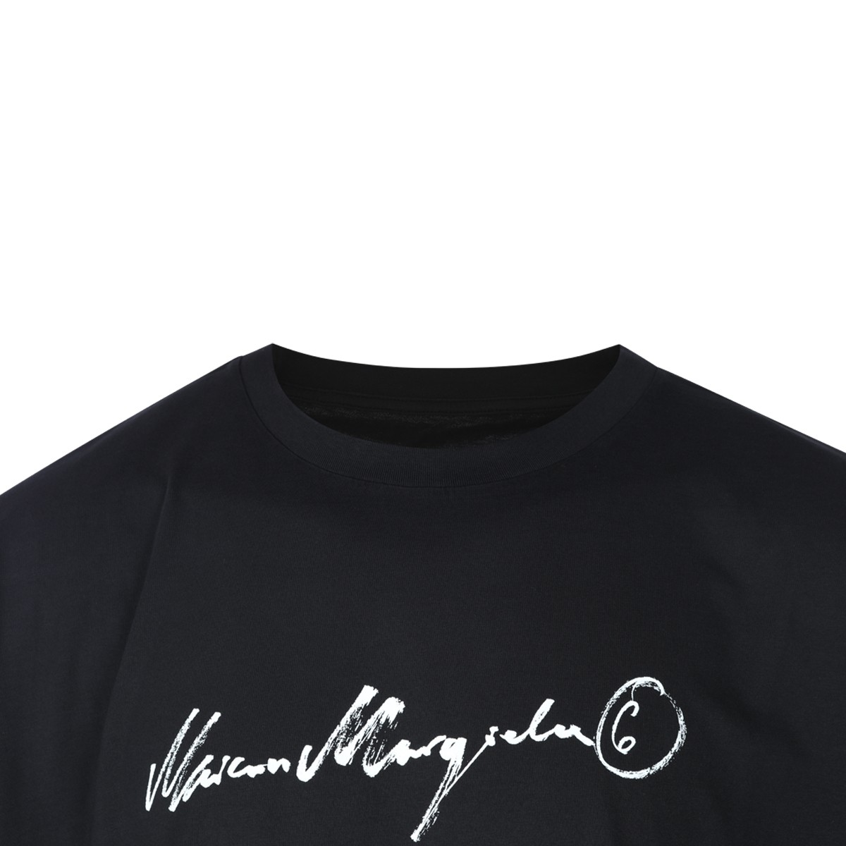 BLACK COTTON HANDWRITTEN T-SHIRT