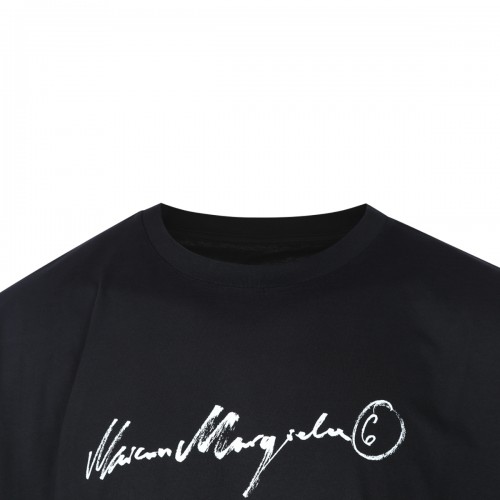 BLACK COTTON HANDWRITTEN T-SHIRT