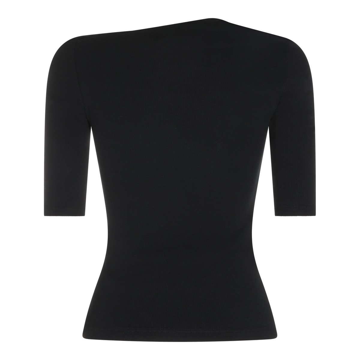 BLACK COTTON AND VIRGIN WOOL BLEND...