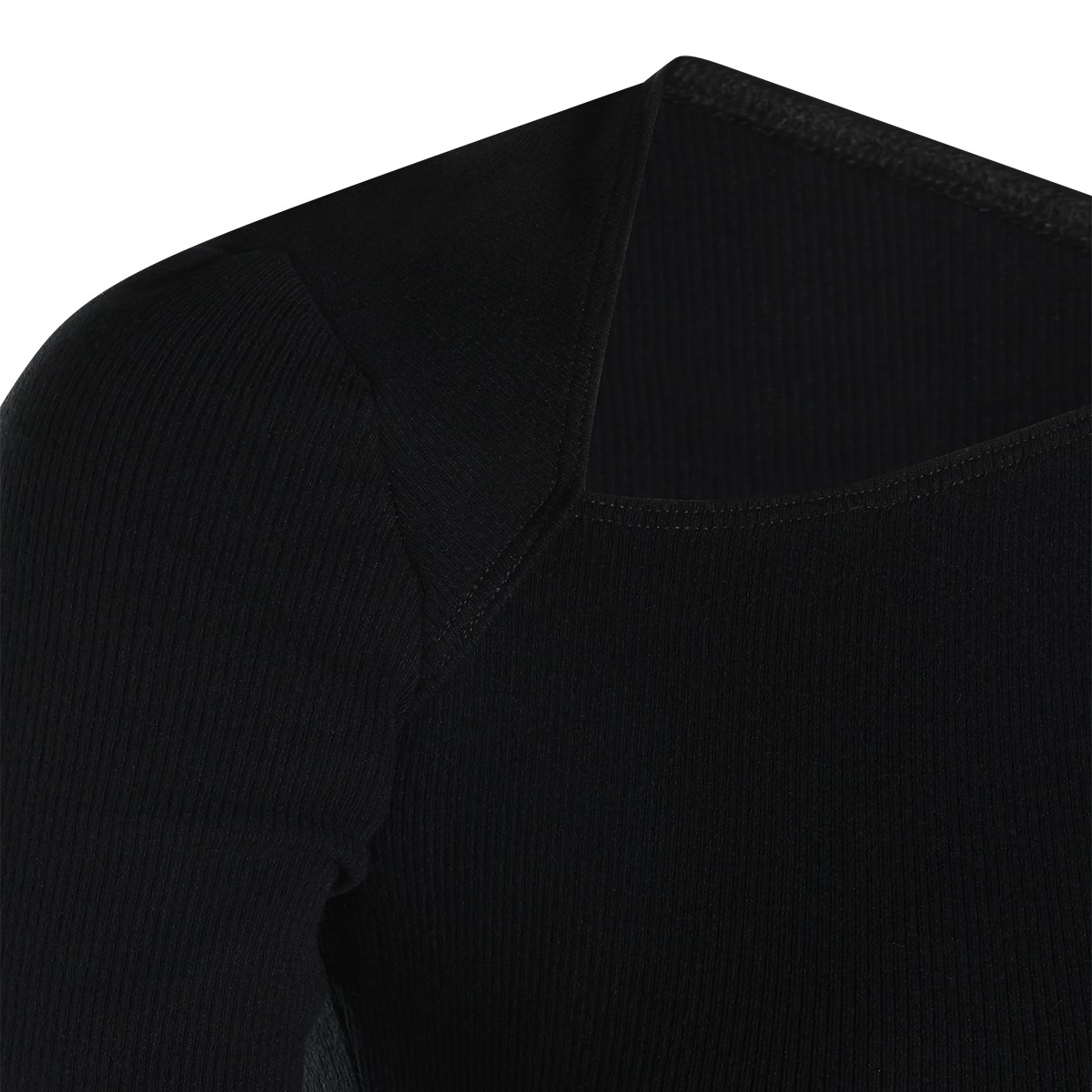 BLACK COTTON AND VIRGIN WOOL BLEND...
