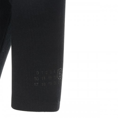 BLACK COTTON AND VIRGIN WOOL BLEND STRETCH TOP