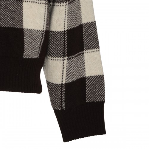 AFTER DARK AND OAT MILK WOOL CHECK SWEATER