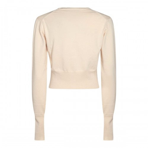 WHITE COTTON AND CASHMERE BLEND CROPPED BEA CARDIGAN