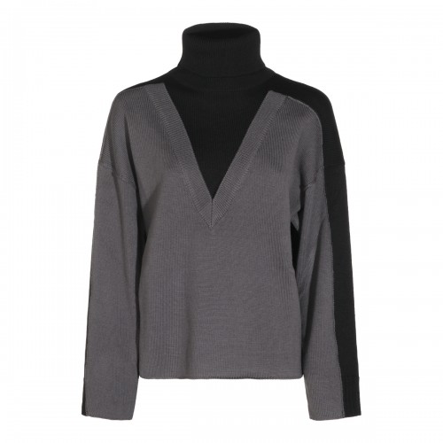 BLACK AND DARK GREY WOOL KNITWEAR