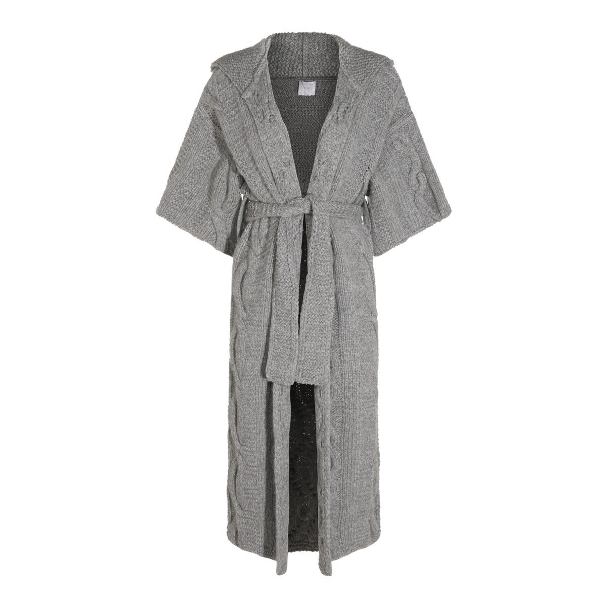 GREY CASHMERE SELF TIE BELTED CARDIGAN