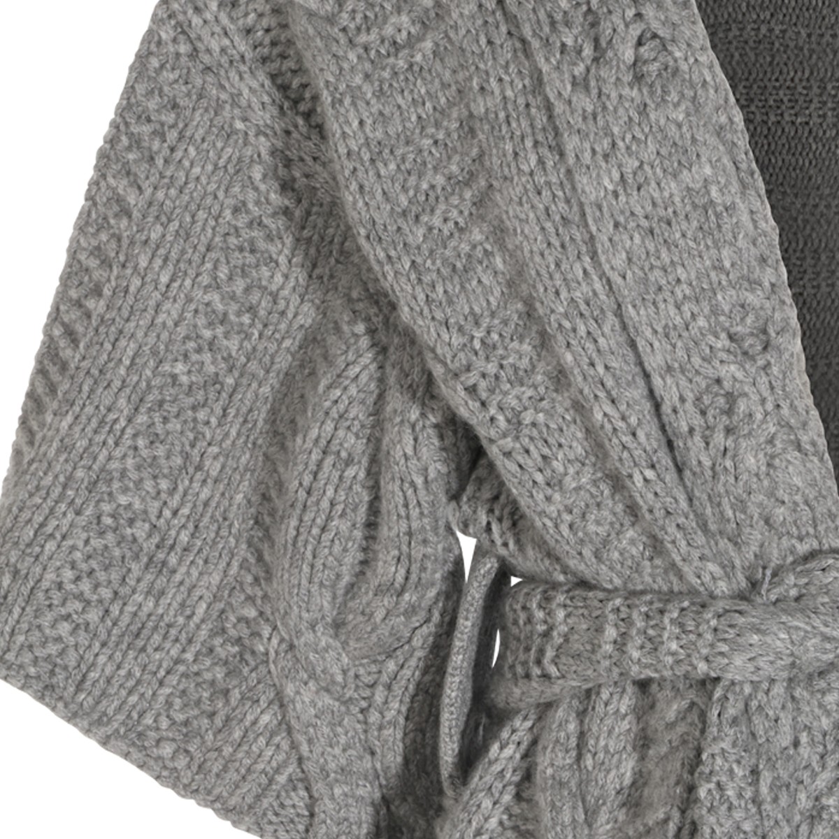 GREY CASHMERE SELF TIE BELTED CARDIGAN