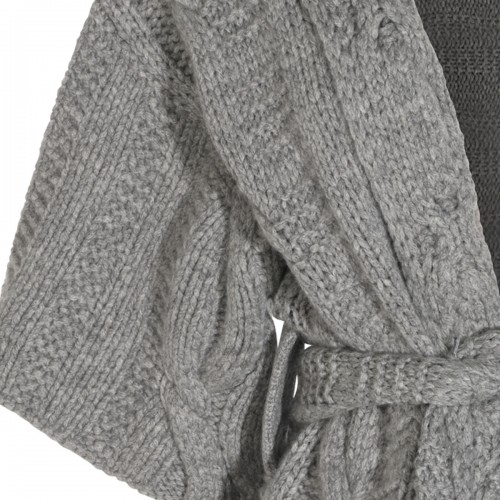 GREY CASHMERE SELF TIE BELTED CARDIGAN