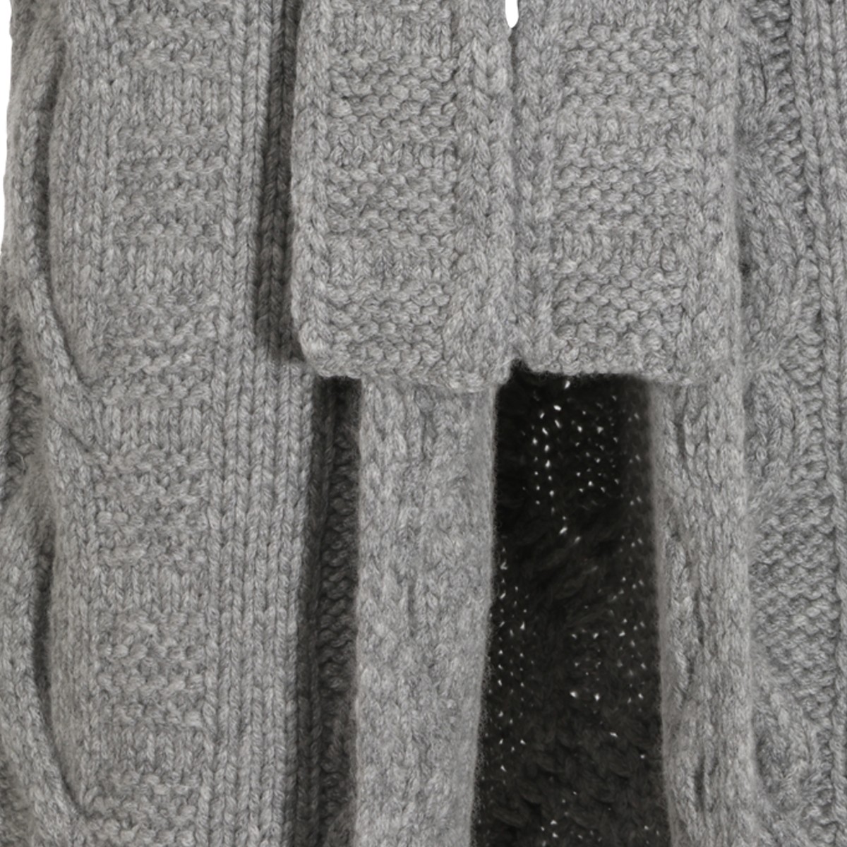 GREY CASHMERE SELF TIE BELTED CARDIGAN