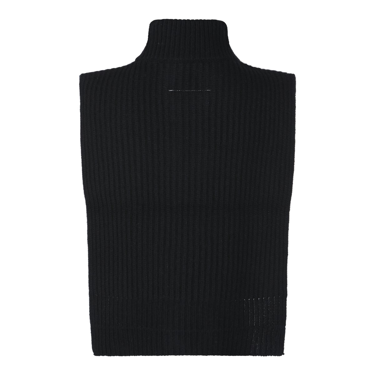 BLACK WOOL STOLE VEST SWEATER