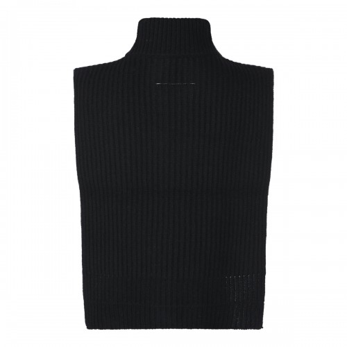 BLACK WOOL STOLE VEST SWEATER