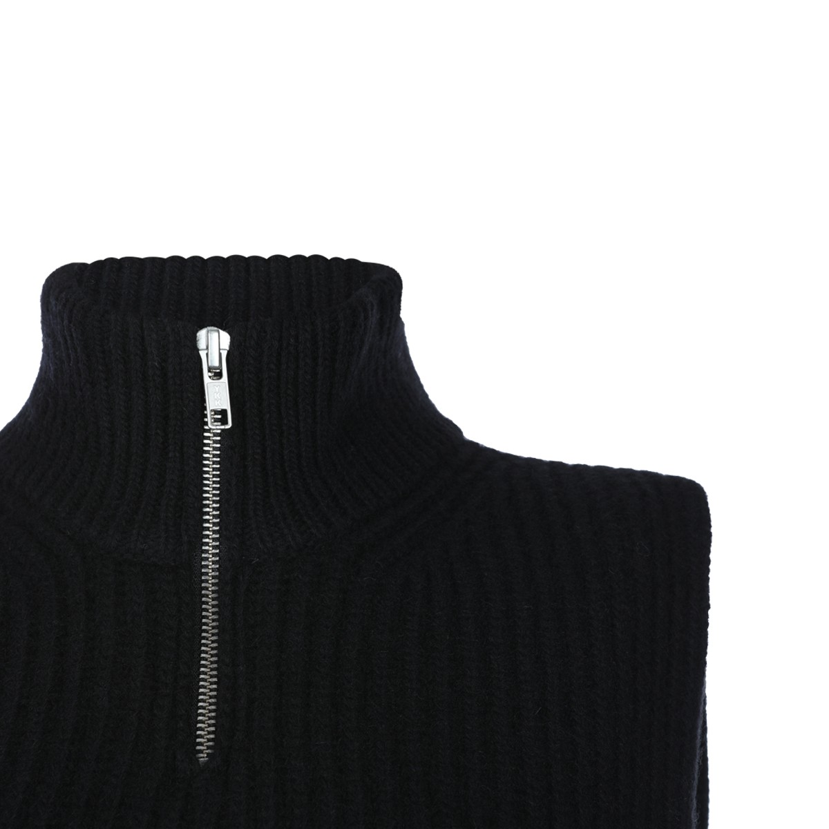BLACK WOOL STOLE VEST SWEATER