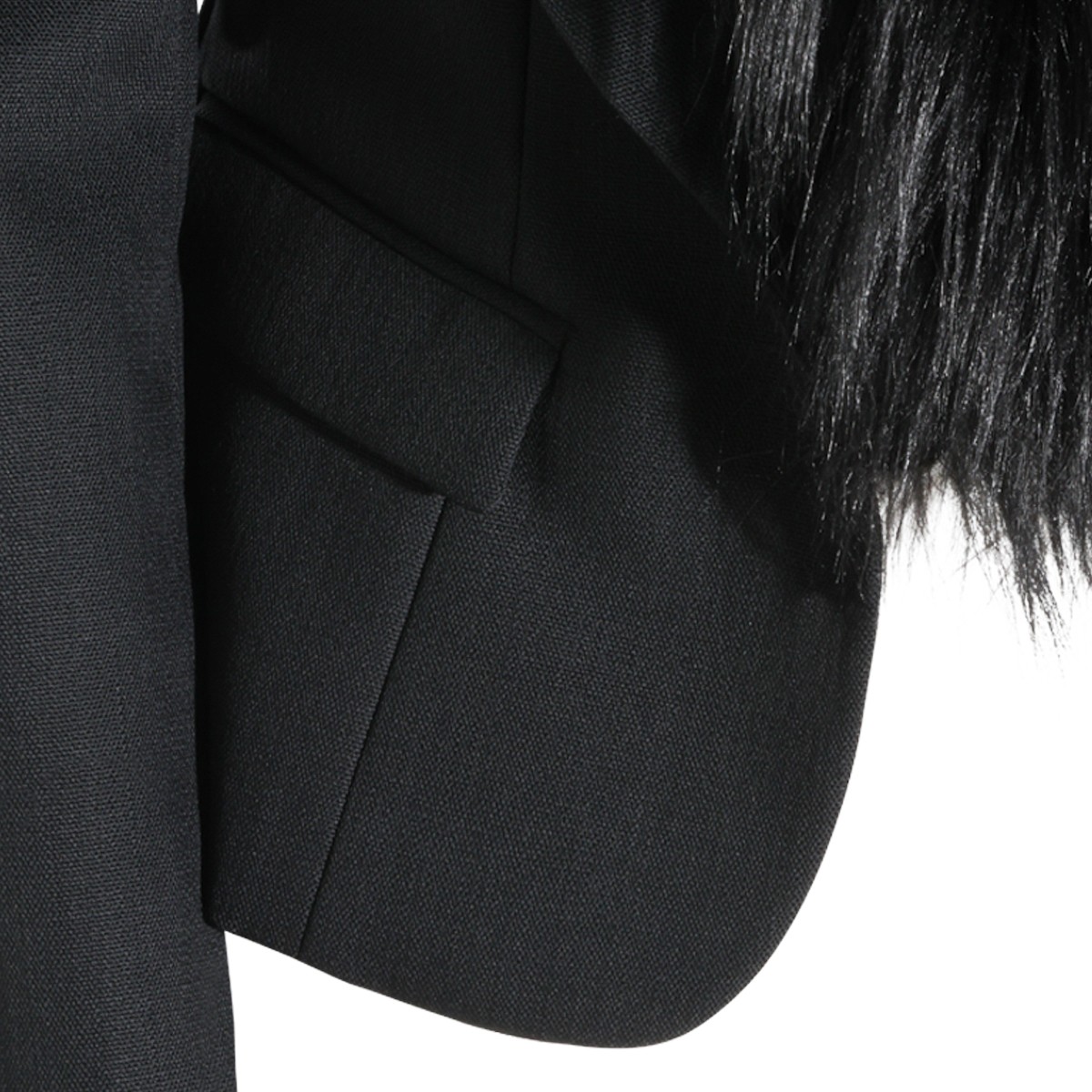 BLACK VIRGIN WOOL FUR BLAZER
