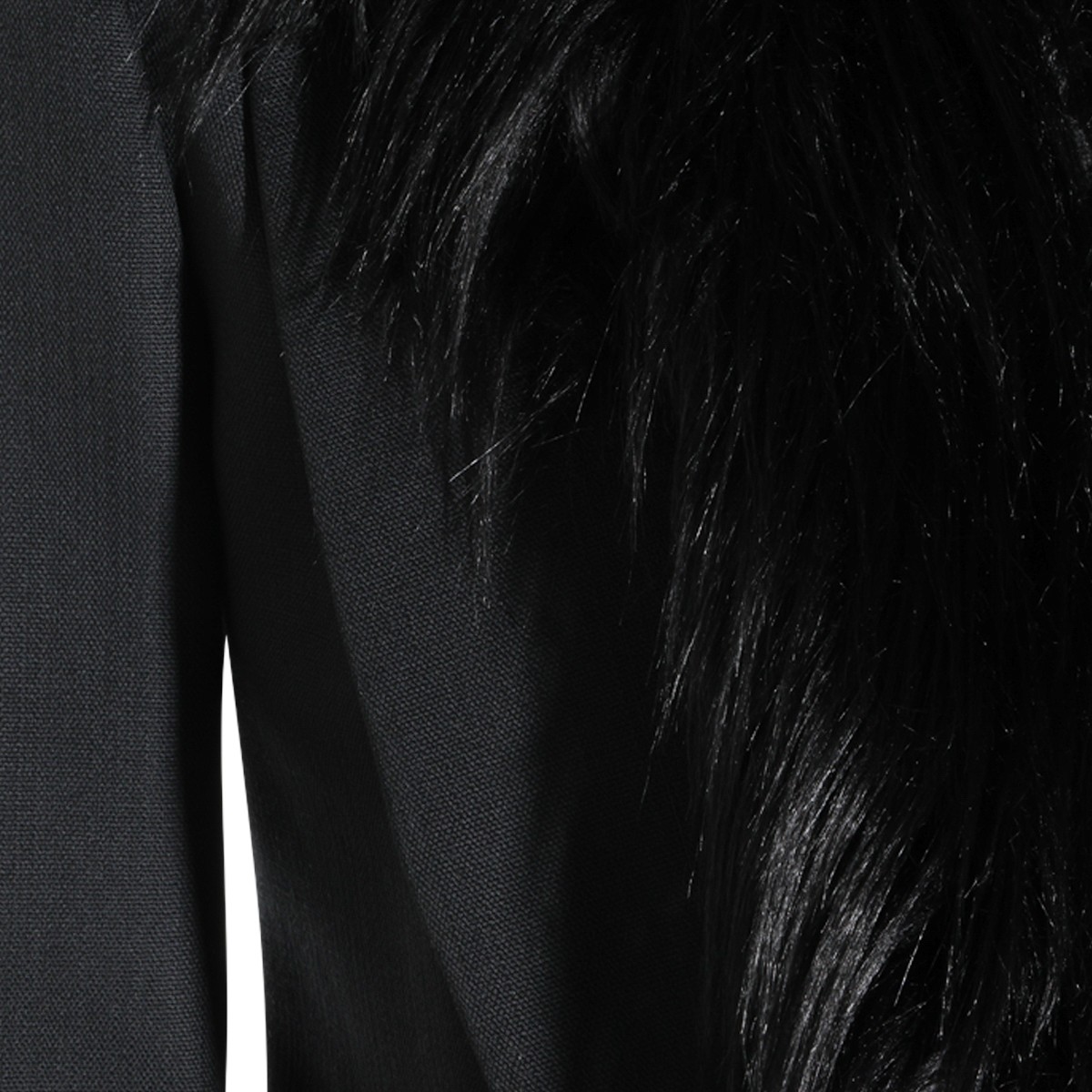 BLACK VIRGIN WOOL FUR BLAZER
