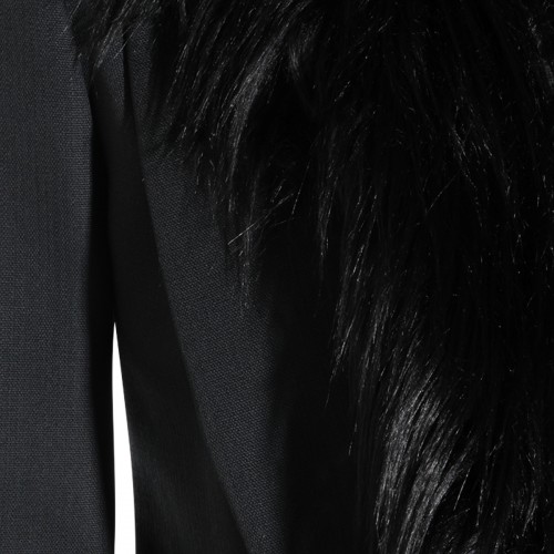 BLACK VIRGIN WOOL FUR BLAZER