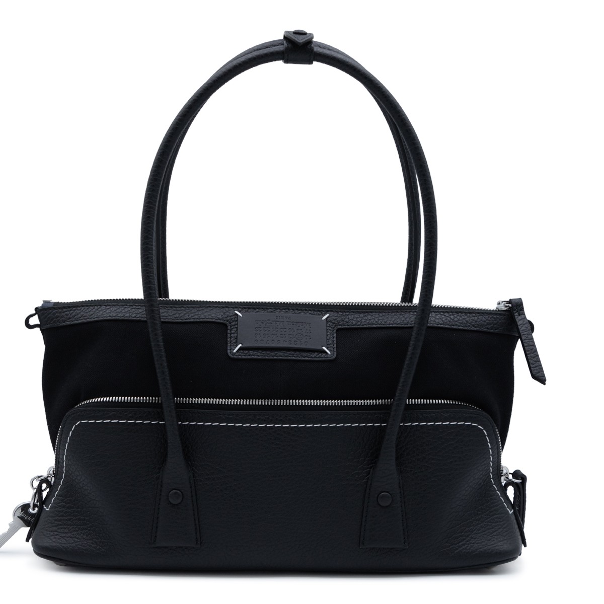 BLACK LEATHER 5AC EAST WEST SHOULDER BAG