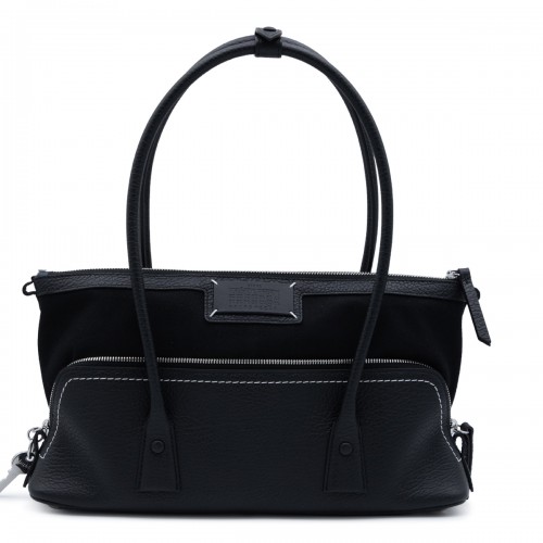 BLACK LEATHER 5AC EAST WEST SHOULDER BAG