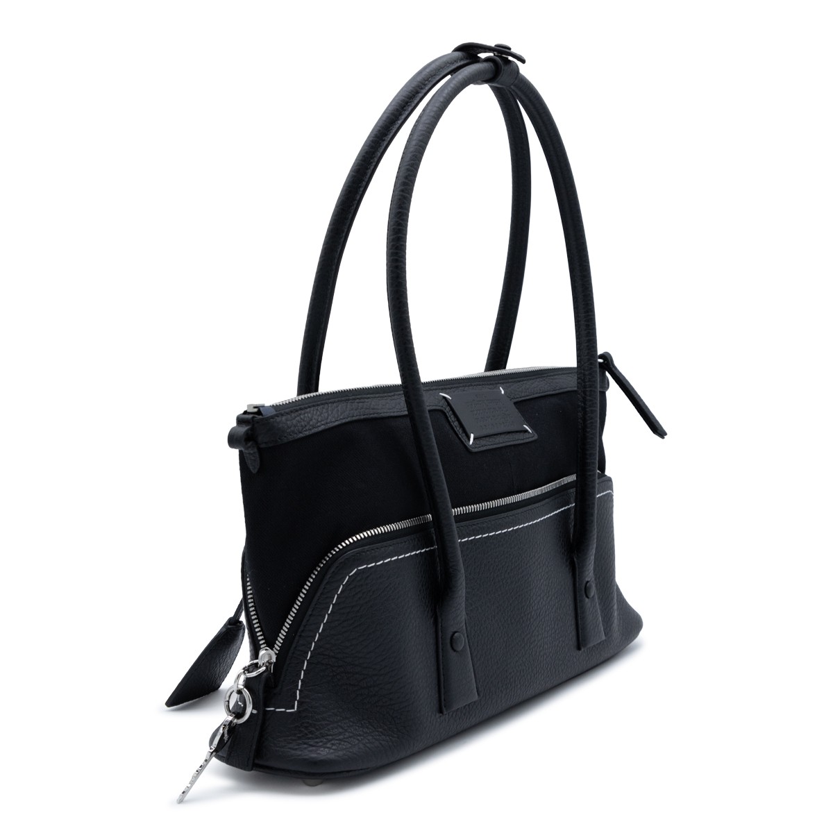 BLACK LEATHER 5AC EAST WEST SHOULDER BAG