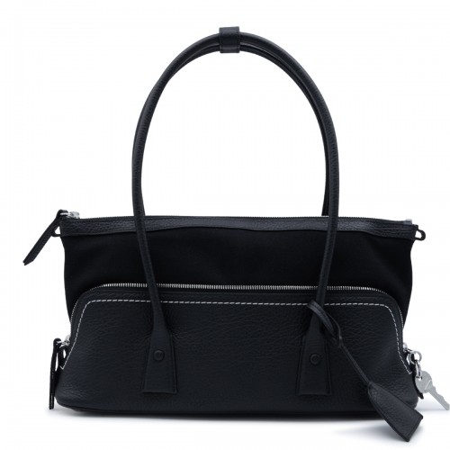 BLACK LEATHER 5AC EAST WEST SHOULDER BAG