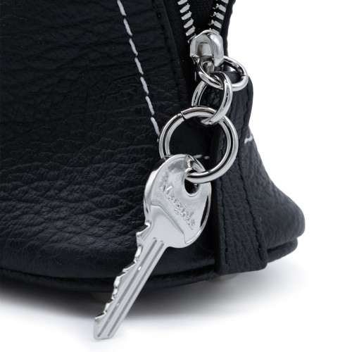 BLACK LEATHER 5AC EAST WEST SHOULDER BAG