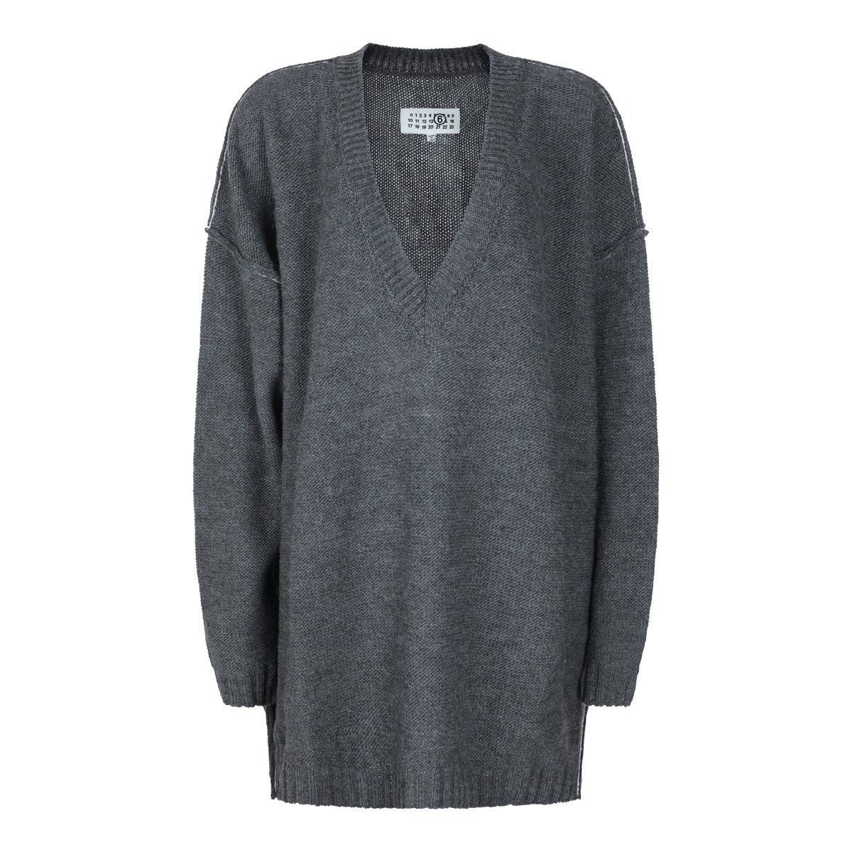 GREY MELANGE WOOL BLEND SWEATER