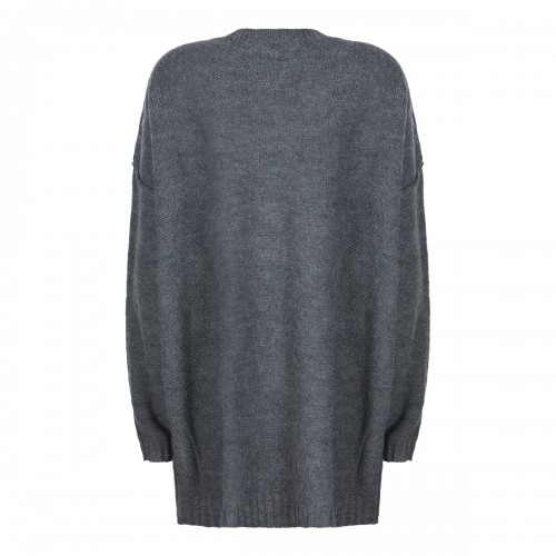 GREY MELANGE WOOL BLEND SWEATER