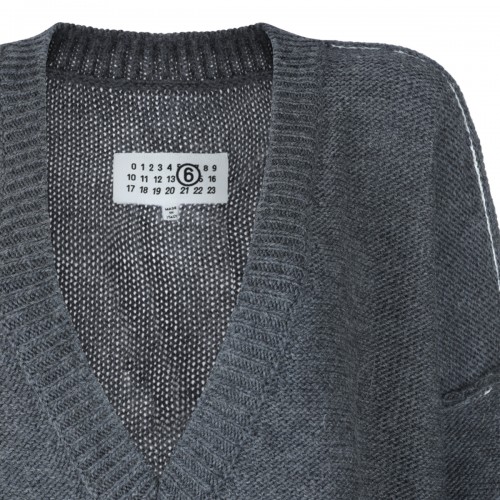 GREY MELANGE WOOL BLEND SWEATER