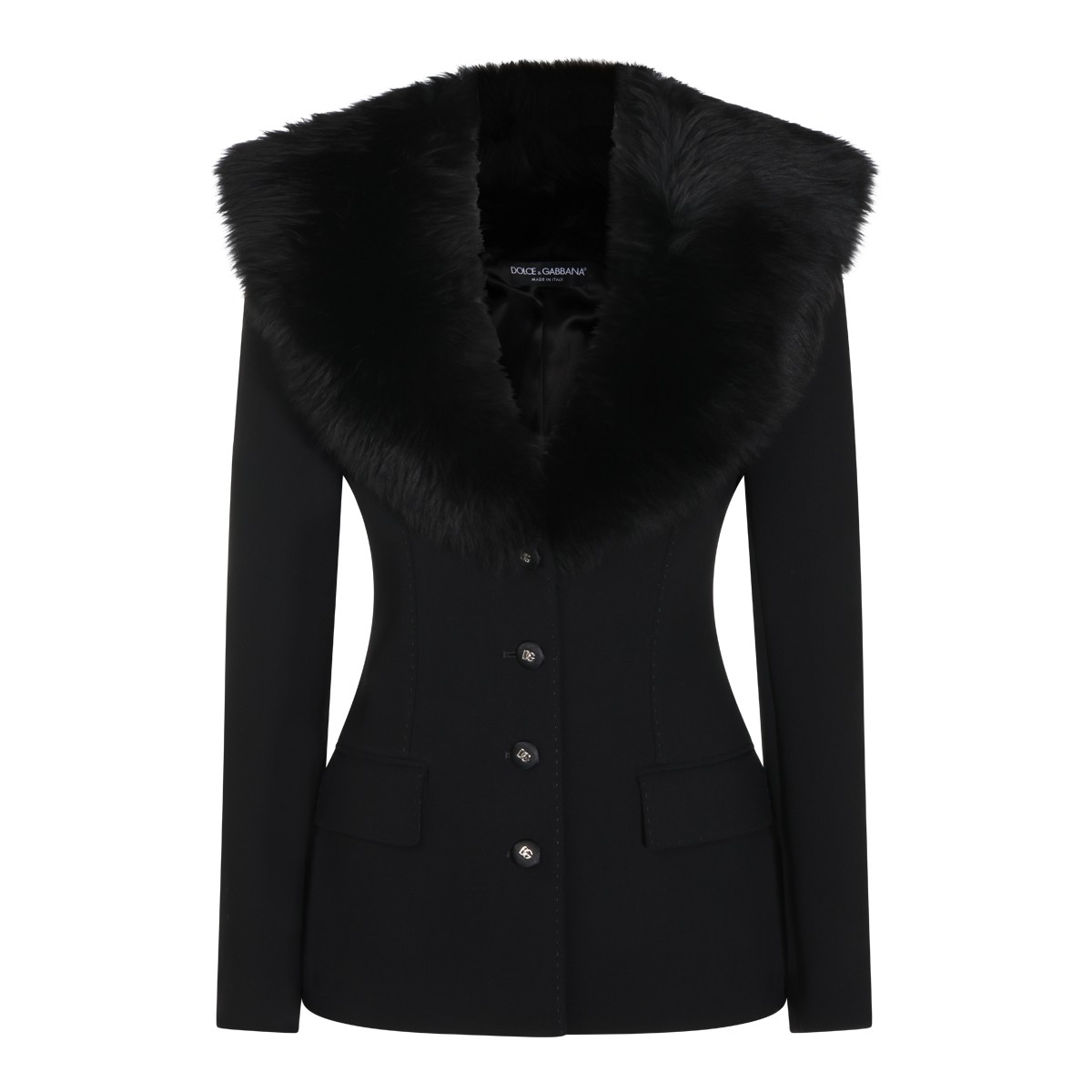 BLACK VIRGIN WOOL STRETCH BLAZER