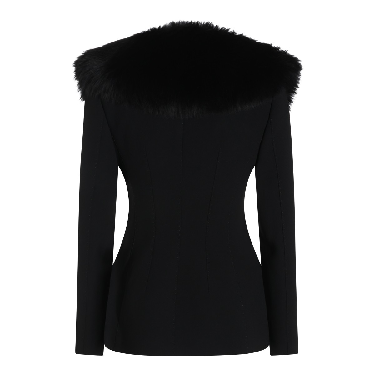 BLACK VIRGIN WOOL STRETCH BLAZER