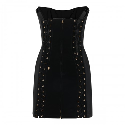 BLACK STRETCH MINI DRESS