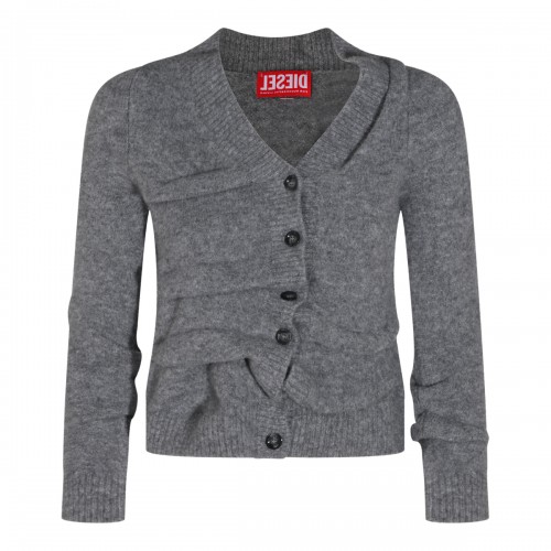 GREY WOOL BLEND CARDIGAN