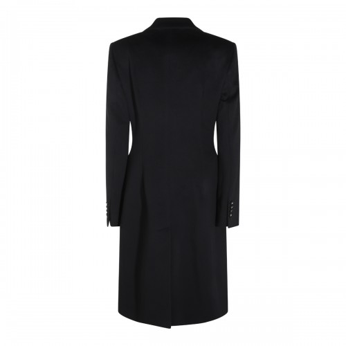 BLACK VIRGIN WOOL LONG COAT