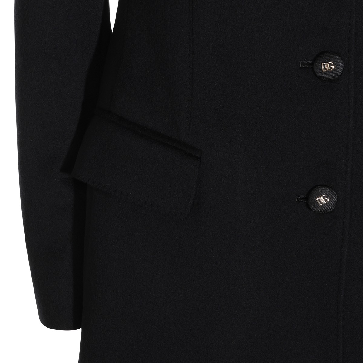 BLACK VIRGIN WOOL LONG COAT