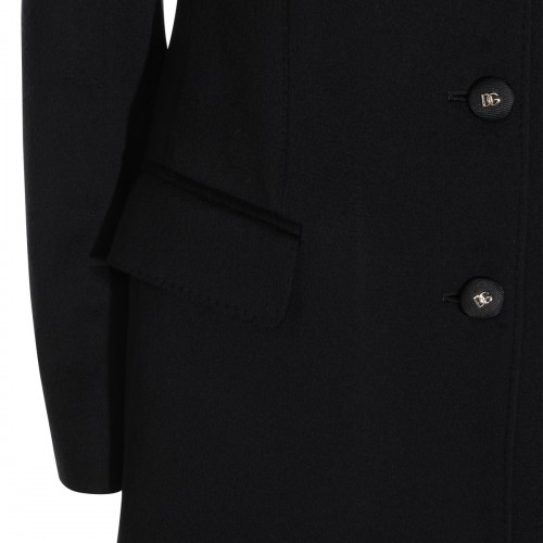 BLACK VIRGIN WOOL LONG COAT