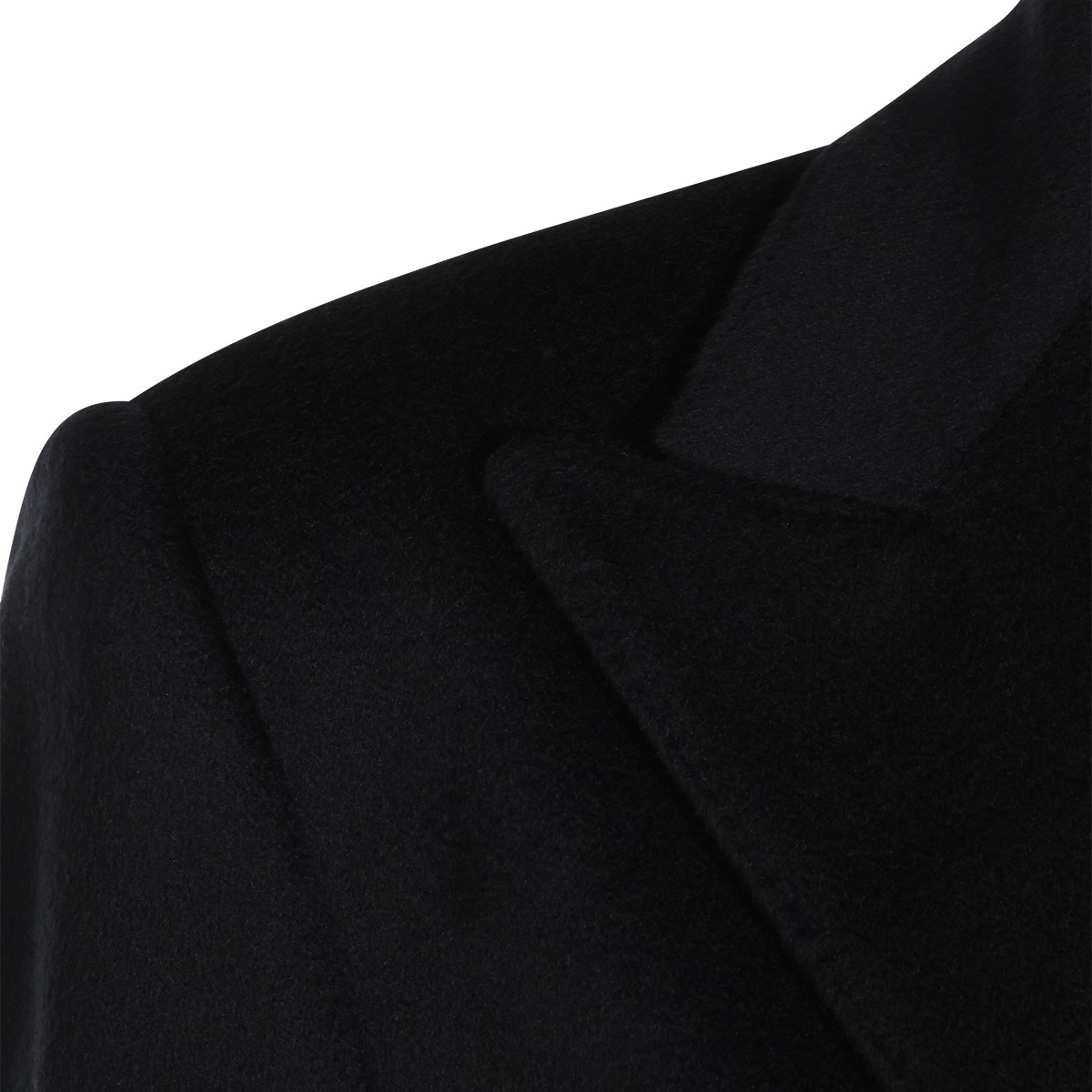 BLACK VIRGIN WOOL LONG COAT