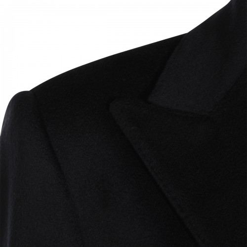 BLACK VIRGIN WOOL LONG COAT
