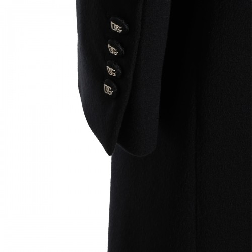 BLACK VIRGIN WOOL LONG COAT