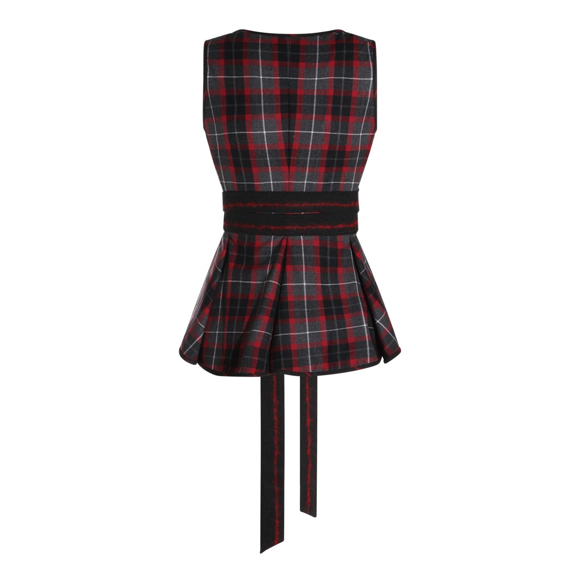 CHARCOAL AND RED VIRGIN WOOL ROXY TOP