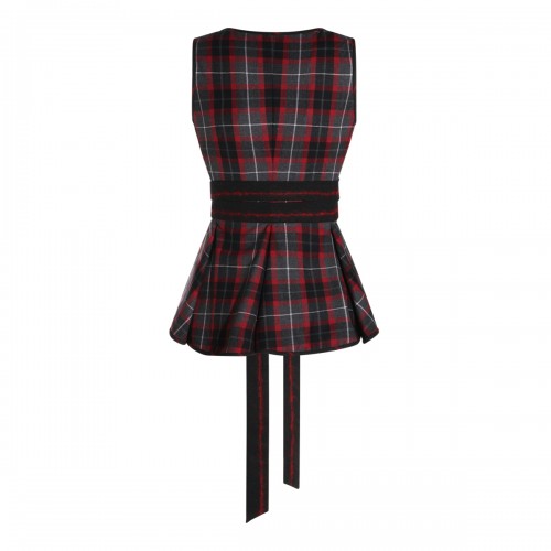 CHARCOAL AND RED VIRGIN WOOL ROXY TOP