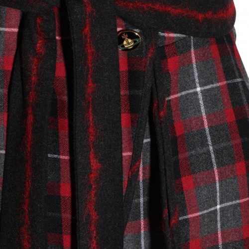 CHARCOAL AND RED VIRGIN WOOL ROXY TOP