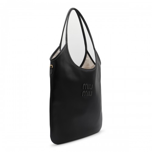 BLACK LEATHER TOTE BAG
