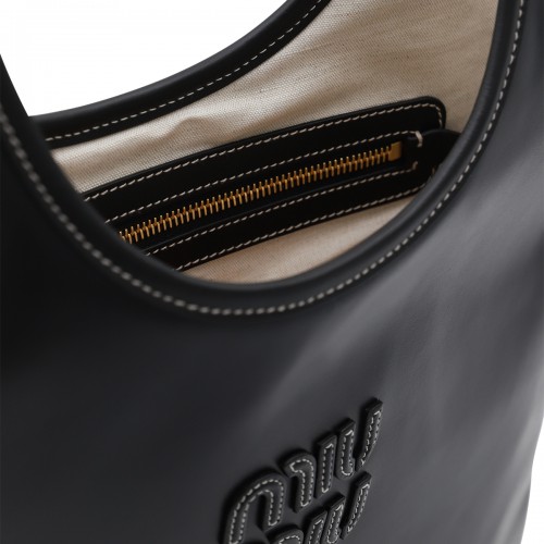 BLACK LEATHER TOTE BAG
