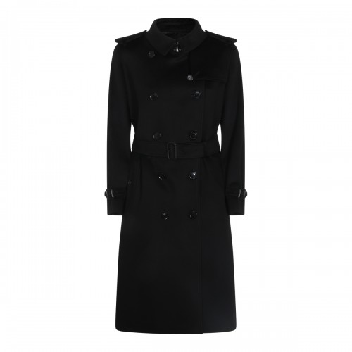 BLACK WOOL TRENCH COAT
