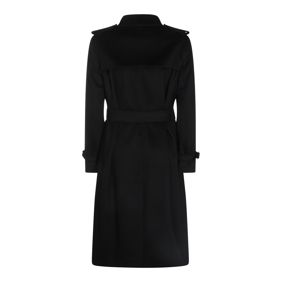 BLACK WOOL TRENCH COAT