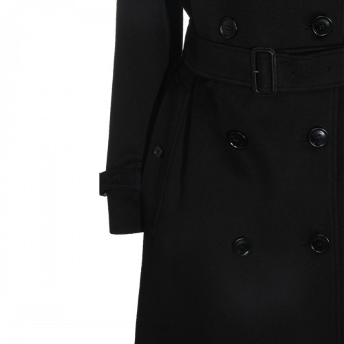 BLACK WOOL TRENCH COAT