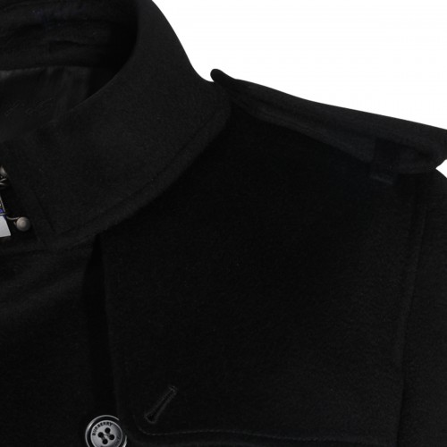 BLACK WOOL TRENCH COAT