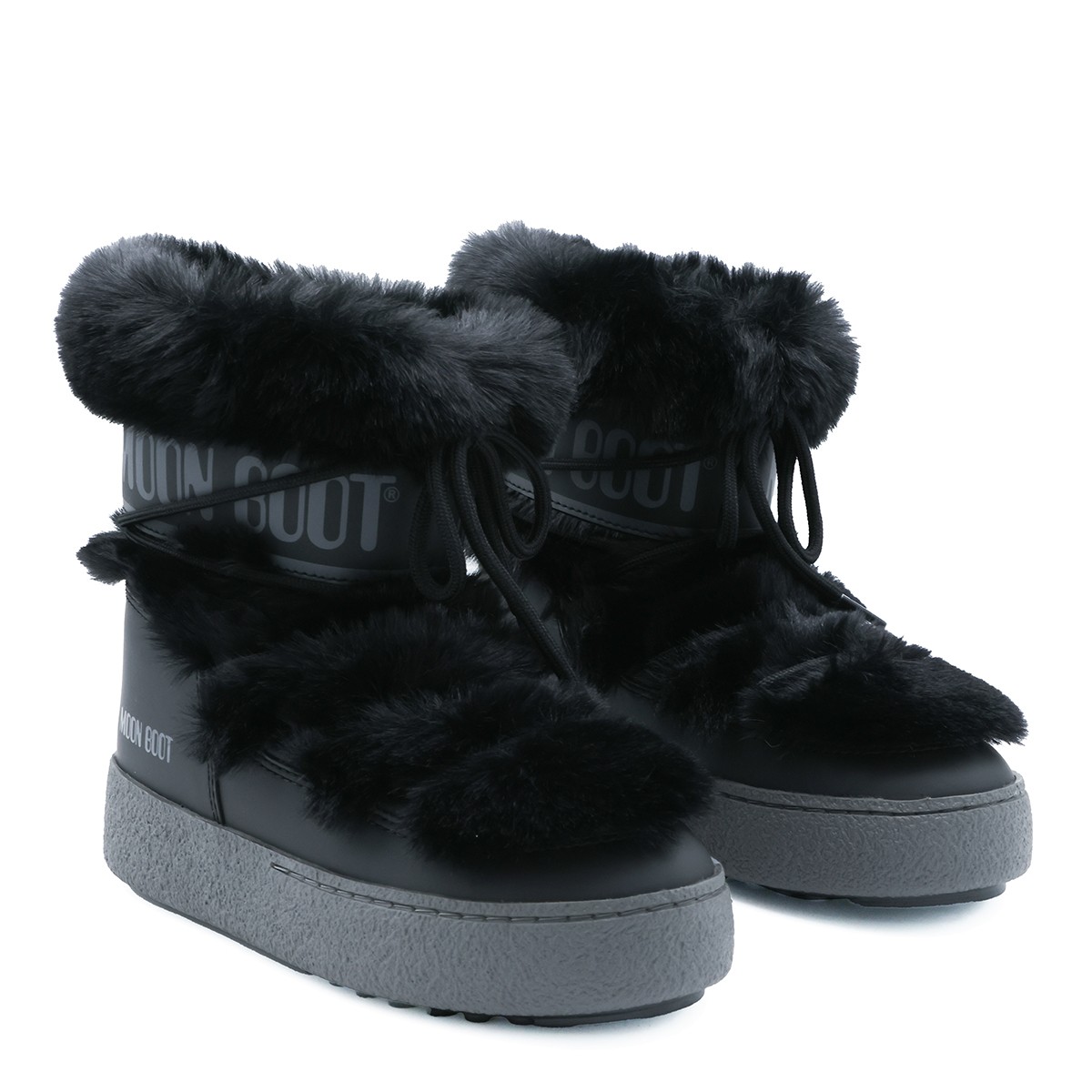 BLACK LTRACK FAUX FUR BOOTS