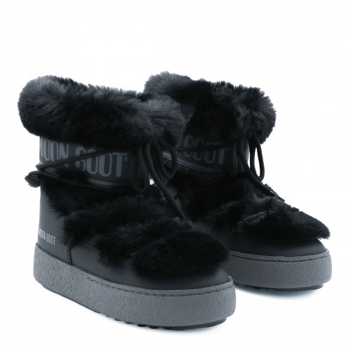 BLACK LTRACK FAUX FUR BOOTS