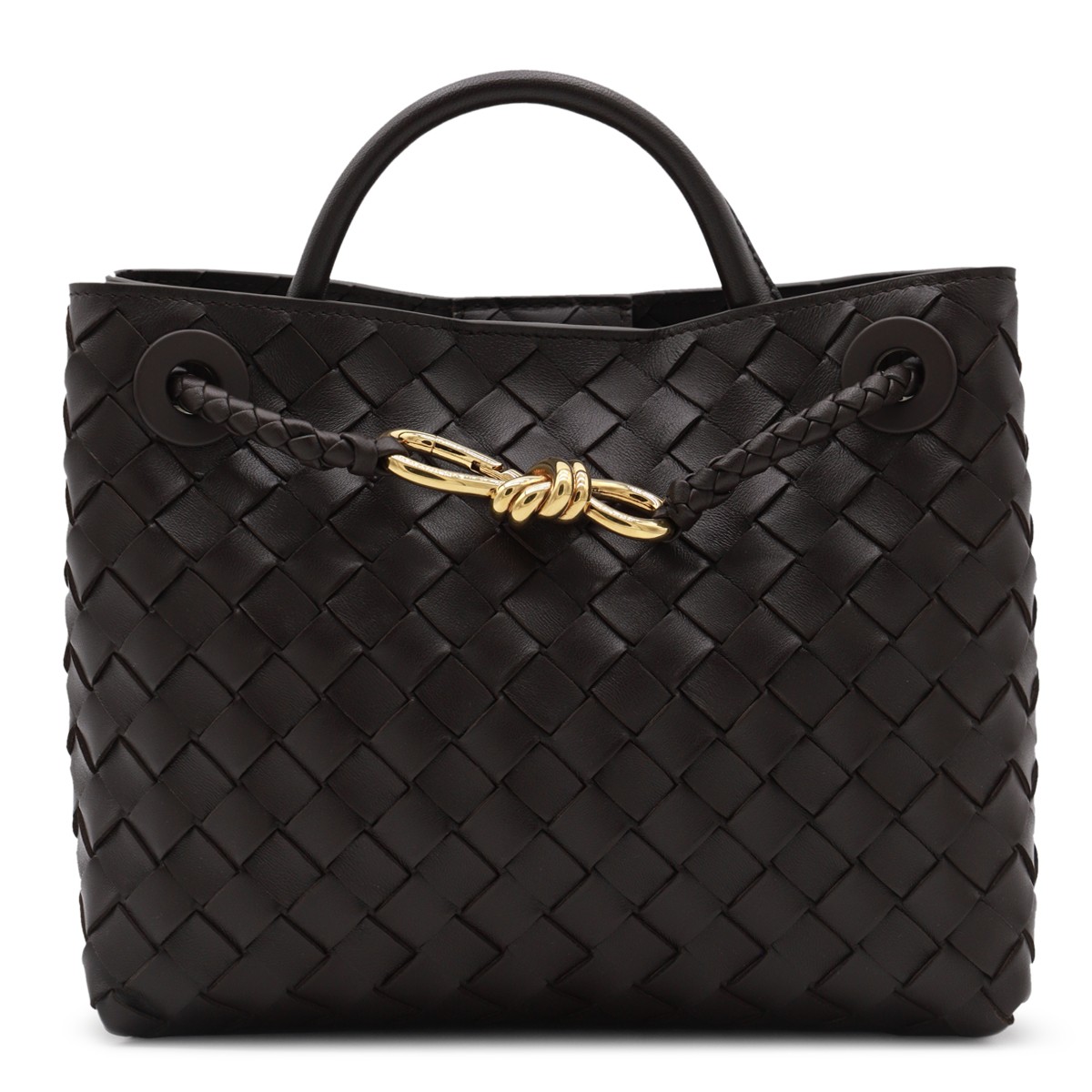 DARK BROWN LEATHER SMALL ANDIAMO TOP...