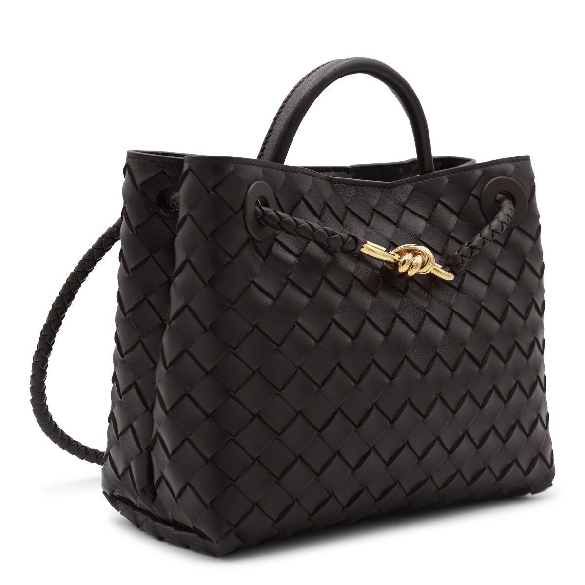 DARK BROWN LEATHER SMALL ANDIAMO TOP...